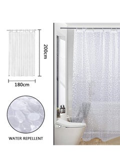 GUSGU Long Shower Curtain Liner, Heavy Duty EVA Thick Clear Plastic Shower Curtain with Rust-Proof Metal Grommets, Waterproof Shower Liner for Bathroom, 3D Pebble, 180X200cm ﻿  - Image 2