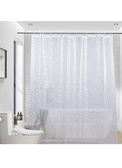 GUSGU Long Shower Curtain Liner, Heavy Duty EVA Thick Clear Plastic Shower Curtain with Rust-Proof Metal Grommets, Waterproof Shower Liner for Bathroom, 3D Pebble, 180X200cm ﻿  - Image 1