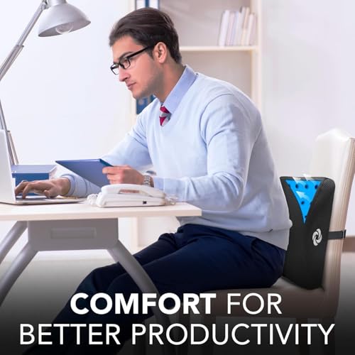 Samsonite Memory Foam Lumbar Support Pillow for Office Chair Gaming Chair Car Seat Automotive Use Home Office Essentials for Sitting Comfort and Posture Relief Back Support Black with Cooling Gel - Image 3