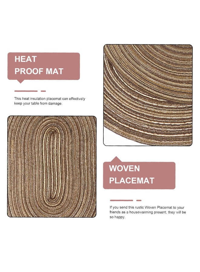 SHABILI 6PCS Placemat PVC Table Mats Coasters Set, Heat-Resistant Soft Flexible Oval Weave Protects Dining Table Kitchen from Burns and Spills, Party Decoration for Home Wedding, Minimalist Brown Style Easy Storage - Image 2