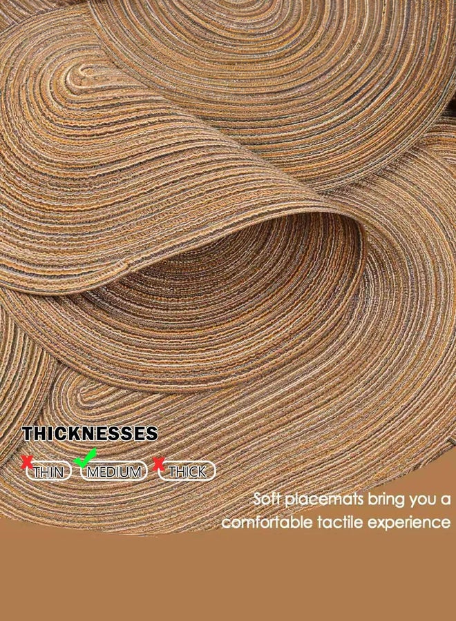 SHABILI 6PCS Placemat PVC Table Mats Coasters Set, Heat-Resistant Soft Flexible Oval Weave Protects Dining Table Kitchen from Burns and Spills, Party Decoration for Home Wedding, Minimalist Brown Style Easy Storage - Image 3