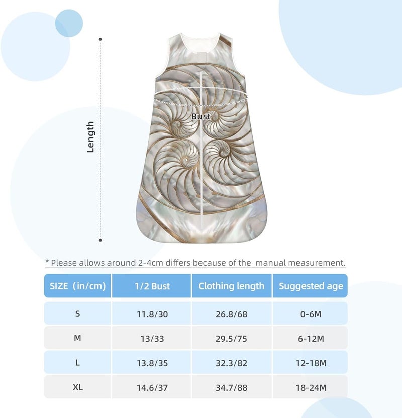 Nautilus Shell - Mother of Pearl and Gold Baby Wearable Blanket Infant Boys Girls Sleeping Bags for Newborn Small - Image 5