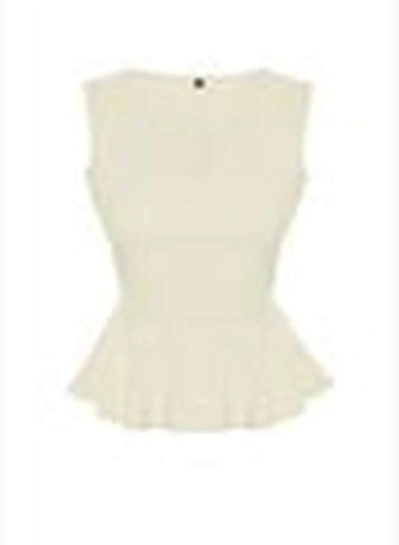 trendyol Beige Woven Flounce Blouse TWOSS19XB0065