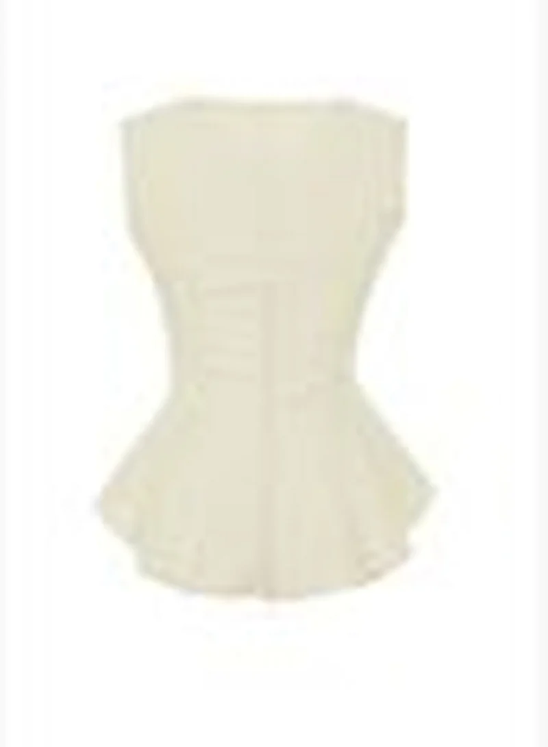 trendyol Beige Woven Flounce Blouse TWOSS19XB0065