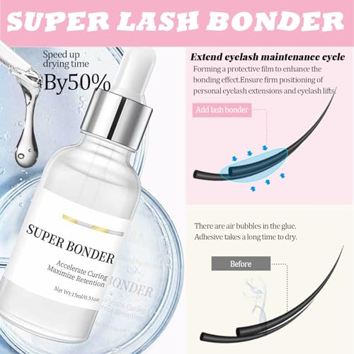 QUKLOGEN Super Lash Bonder Lash Glue Primer for Eyelash Extensions Kit Instant Cure Adhesive Companion 5 IN 1 Professional Use Only Lash Extension Supplies with Brush Tweezers Applicator - Image 3