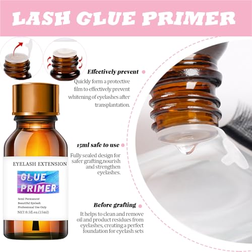 QUKLOGEN Super Lash Bonder Lash Glue Primer for Eyelash Extensions Kit Instant Cure Adhesive Companion 5 IN 1 Professional Use Only Lash Extension Supplies with Brush Tweezers Applicator - Image 4