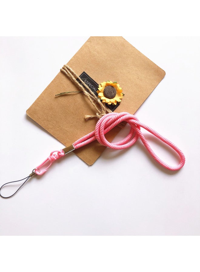 Specializing In The Production Of Woven Mobile Phone Lanyard Long Rope With Round Cotton Rope Exhibition Card Lanyard Can Be Specified Length-Specifications Support Image Upload:Pink - Image 1