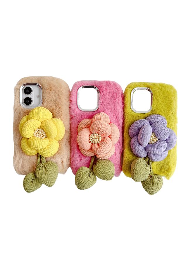 S-TOP Case For iPhone 15 Pro Max Cloth Flower Plush TPU Phone Case - Image 2