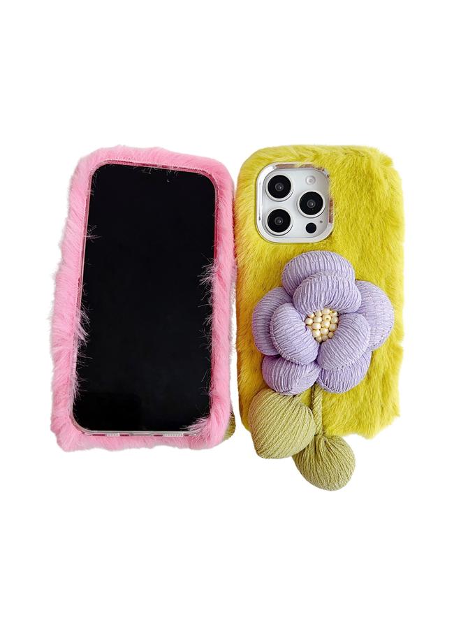 S-TOP Case For iPhone 15 Pro Max Cloth Flower Plush TPU Phone Case - Image 3