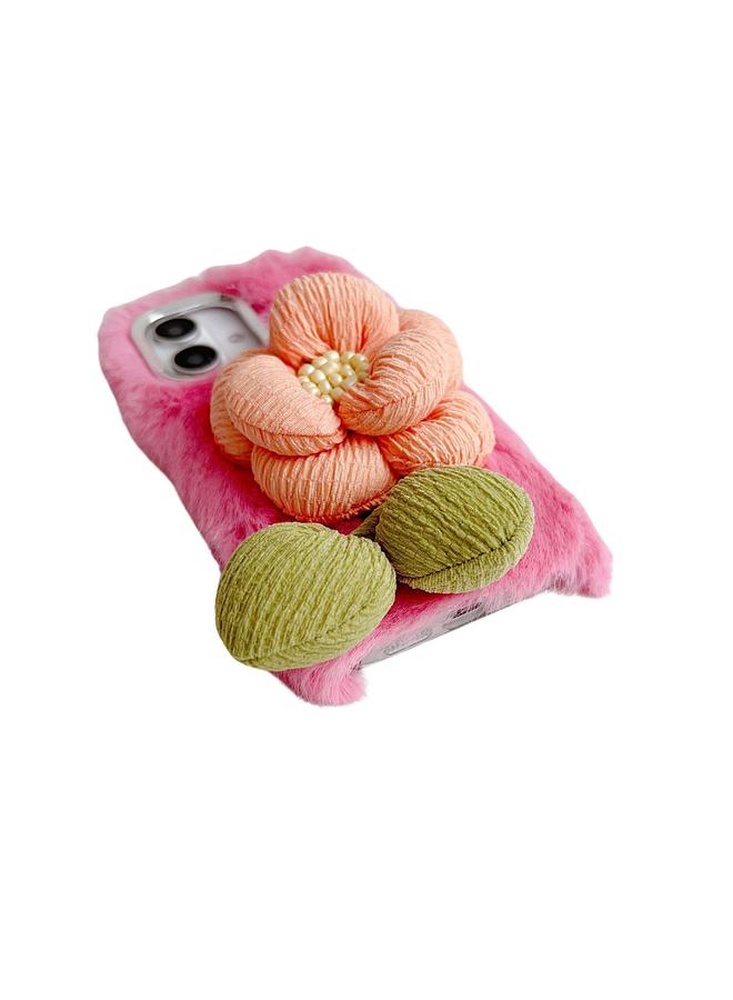 S-TOP Case For iPhone 15 Pro Max Cloth Flower Plush TPU Phone Case - Image 4