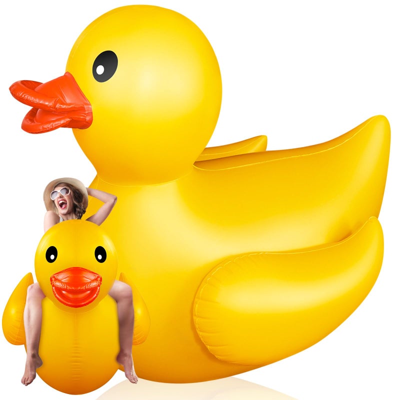 Hungdao 1 Pcs 5 Feet Giant Inflatable Duck Huge Rubber Duck Large Blow up Inflatable Pool Float for Adult Summer Beach Swimming Pool Party Decoration - Image 1