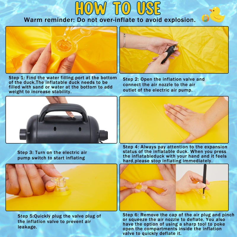 Hungdao 1 Pcs 5 Feet Giant Inflatable Duck Huge Rubber Duck Large Blow up Inflatable Pool Float for Adult Summer Beach Swimming Pool Party Decoration - Image 3