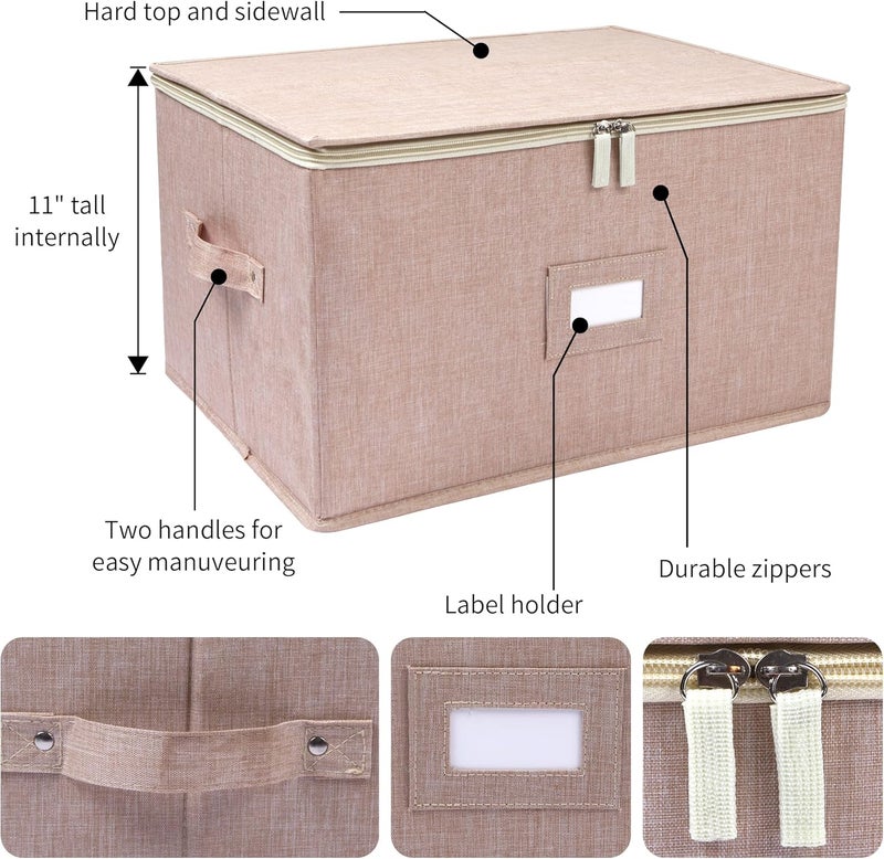 popoly Wine Glass Storage Box, Stemware Storage Containers Cases with Dividers, Stackable Moving Supplies for 12 Wine Glasses, Drinkware, Glassware or Crystal (Beige) - Image 3