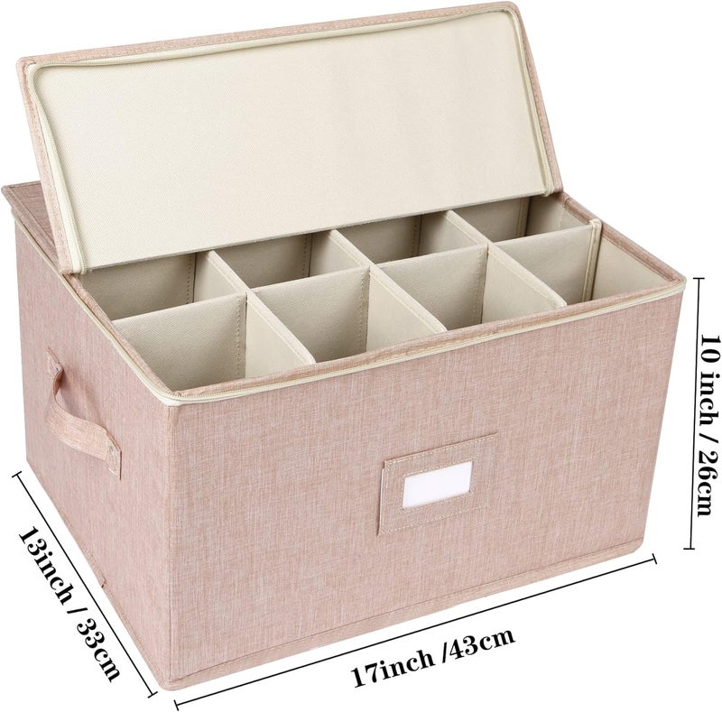 popoly Wine Glass Storage Box, Stemware Storage Containers Cases with Dividers, Stackable Moving Supplies for 12 Wine Glasses, Drinkware, Glassware or Crystal (Beige) - Image 4