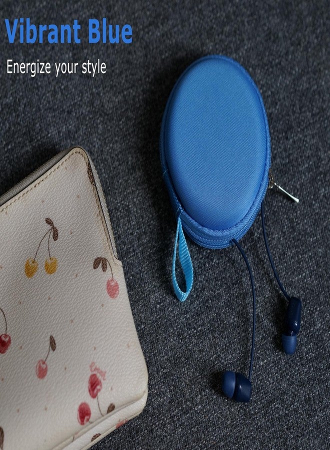 Ginsco Mini-Portable Hard Shell Earbuds Case for Apple EarPods Headphones USB-C Wired Ear Buds/Samsung Galaxy Wired Earbuds, Travel Case for Earphones Earplugs (1, Blue) - Image 2