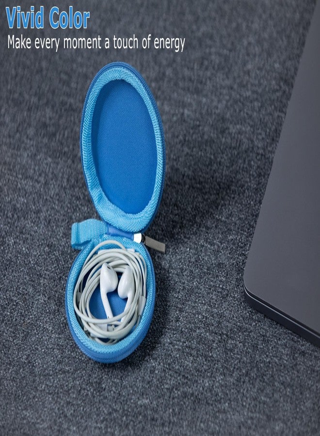 Ginsco Mini-Portable Hard Shell Earbuds Case for Apple EarPods Headphones USB-C Wired Ear Buds/Samsung Galaxy Wired Earbuds, Travel Case for Earphones Earplugs (1, Blue) - Image 3