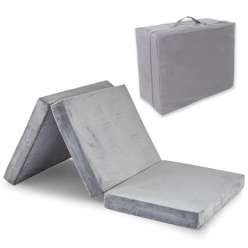 SINWEEK Tri-Folding Mattress Foam Topper 38 x 75 x 4 Inch Folding Pad with Removable Cover - Image 1