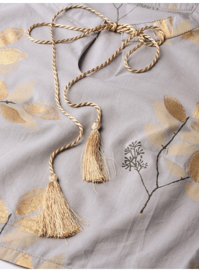 AKS Grey Gold Printed Lehenga With Blouse - Image 2