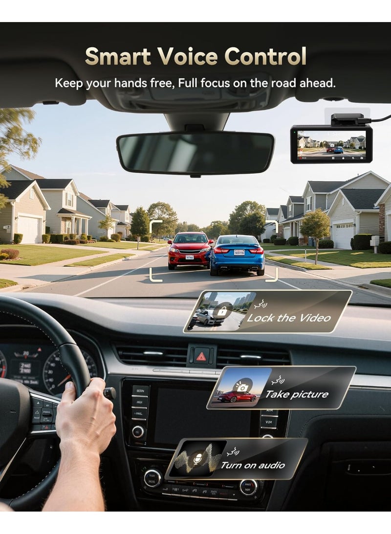 REDTIGER 4K+4K Dash Cam Front and Rear, Dual STARVIS 2 IMX678 Sensor, 5.8GHz WiFi APP Control Car Camera with Built-in 128GB, Voice Control, 4'' Touch Screen, HDR Night View, 24/7 Parking Mode(F77) - Image 3