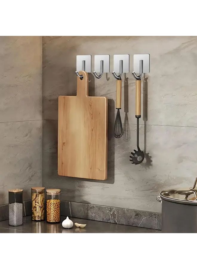 Stainless Steel Self Adhesive Hooks 4pcs No Drill Waterproof For Bathroom Kitchen - Image 2