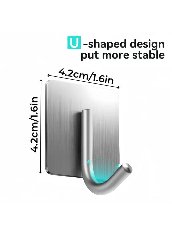 Stainless Steel Self Adhesive Hooks 4pcs No Drill Waterproof For Bathroom Kitchen - Image 3