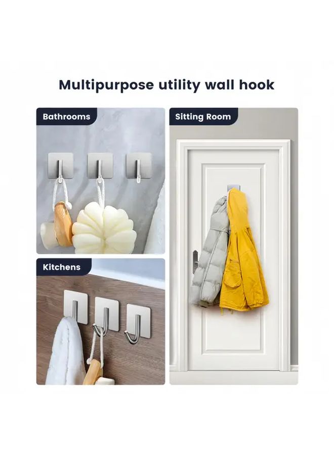 Stainless Steel Self Adhesive Hooks 4pcs No Drill Waterproof For Bathroom Kitchen - Image 4