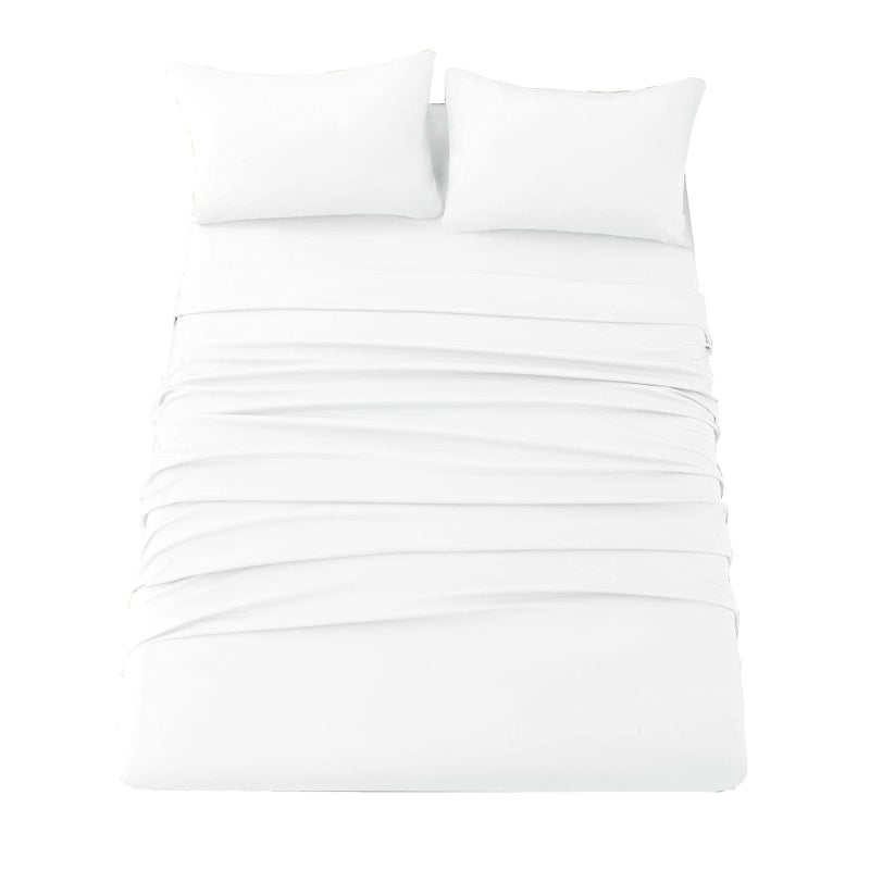 Ghooss Twin Size Flat Sheet Only-1500 Series Luxury Brushed Microfiber Bed Top Sheet Wrinkle  Fade Resistant-2 Pack-White - Image 2