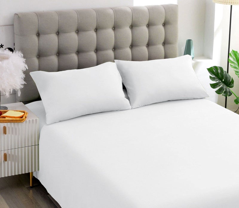 Ghooss Twin Size Flat Sheet Only-1500 Series Luxury Brushed Microfiber Bed Top Sheet Wrinkle  Fade Resistant-2 Pack-White - Image 3
