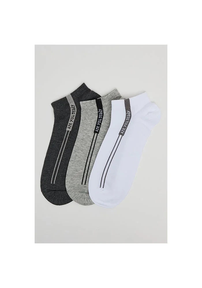 أر أند بي 3 Pack Printed Ankle Socks
