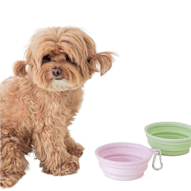 Collapsible 650 ml Silicone Dog Bowl for dogs cats Travel walks and outdoor feeding with Portable Outdoor Use Detail in Pink Routine Use - Image 3