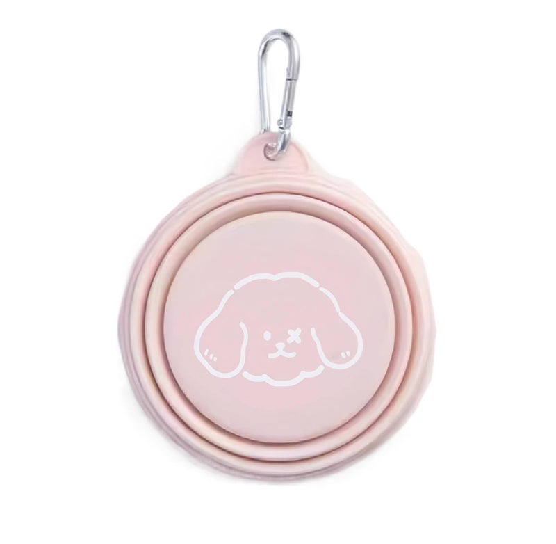 Collapsible 650 ml Silicone Dog Bowl for dogs cats Travel walks and outdoor feeding with Portable Outdoor Use Detail in Pink Routine Use - Image 1