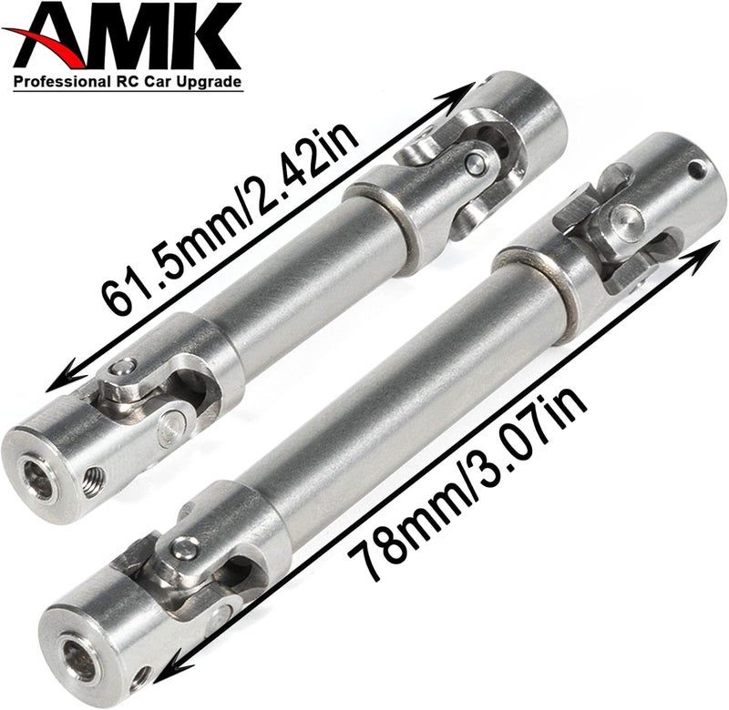 AMK 2pcs Universal Joint Driveshaft for 118 RC Rock Crawler Axial UTB18 Capra Unlimited Trail Buggy RC Steel Heavy Duty Drive Shaft - Image 4
