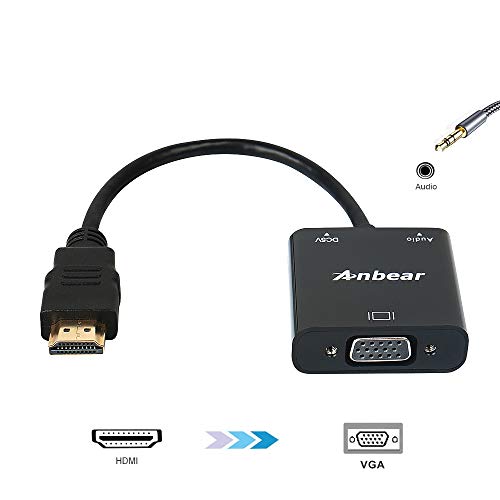 Anbear HDMI to VGA with Audio Adapter, Gold-Plated VGA to HDMI Adapter1080P Video Converter Male to Female with 3.5mm Audio Port Compatible for PC,Laptop,DVD - Image 2