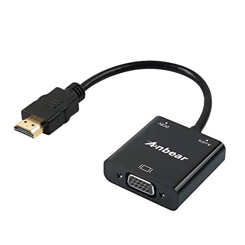 Anbear HDMI to VGA with Audio Adapter, Gold-Plated VGA to HDMI Adapter1080P Video Converter Male to Female with 3.5mm Audio Port Compatible for PC,Laptop,DVD - Image 1