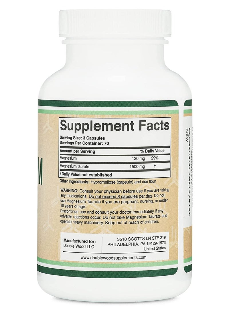Double Wood Supplements Magnesium Taurate 210 Capsules - Image 2