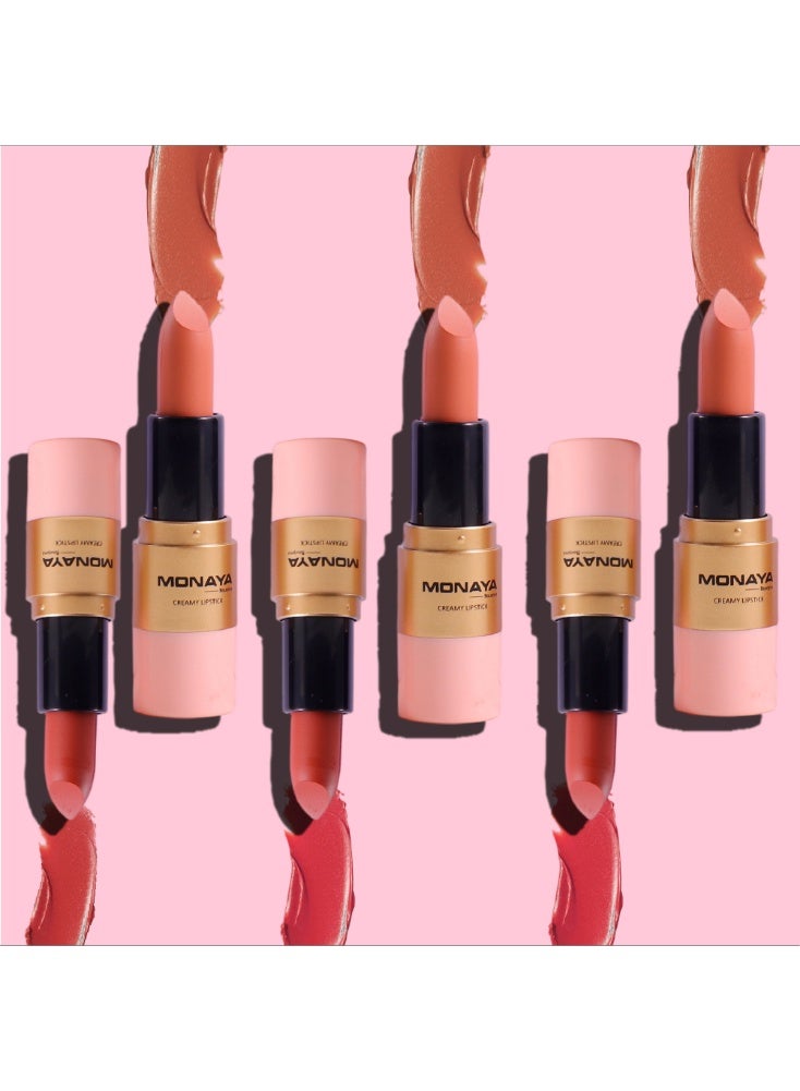 مونايا L008 روج كريمي، روج فخم لامع، تركيبة كريمية لشفايف ناعمة ومليانة، إحساس مرطب - Image 3