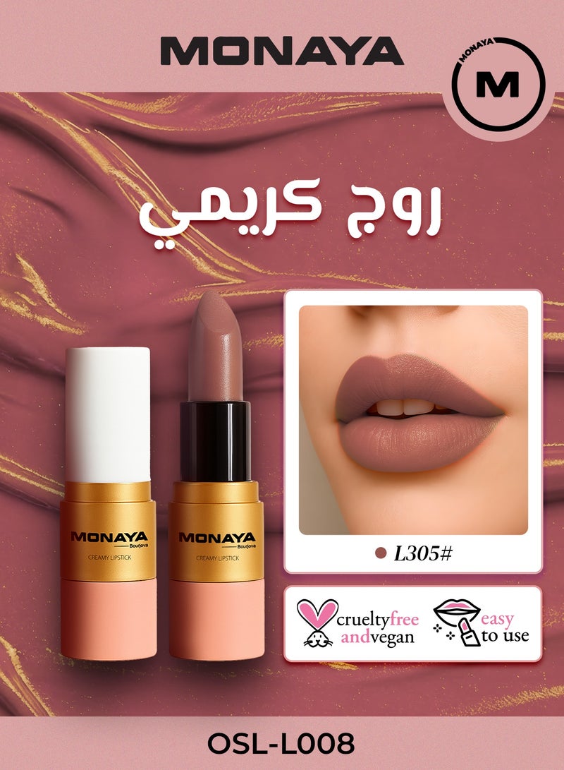 مونايا L008 روج كريمي، روج فخم لامع، تركيبة كريمية لشفايف ناعمة ومليانة، إحساس مرطب - Image 1