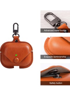 LIXES Leather Case Compatible with AirPods Pro 2nd Generation 2022, Protective Cover for Apple AirPods Pro 2 Wireless Charging Case, Soft Leather Cover with Keychain Hook Brown  - Image 2