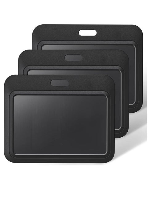 Sliding ID Badge Holder, Black Horizontal Plastic Card Case, with Clear Window Protector Pouch, for Office, School ID, Proximity Key Cards, Driver’s Licenses and Passes (6 Pcs)
