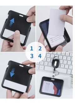 Y&D Sliding ID Badge Holder, Black Horizontal Plastic Card Case, with Clear Window Protector Pouch, for Office, School ID, Proximity Key Cards, Driver’s Licenses and Passes (6 Pcs)  - Image 5