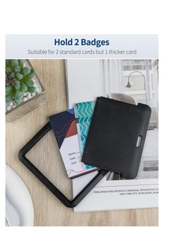 Y&D Sliding ID Badge Holder, Black Horizontal Plastic Card Case, with Clear Window Protector Pouch, for Office, School ID, Proximity Key Cards, Driver’s Licenses and Passes (6 Pcs)  - Image 3