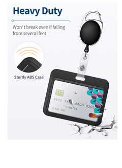 Y&D Sliding ID Badge Holder, Black Horizontal Plastic Card Case, with Clear Window Protector Pouch, for Office, School ID, Proximity Key Cards, Driver’s Licenses and Passes (6 Pcs)  - Image 4