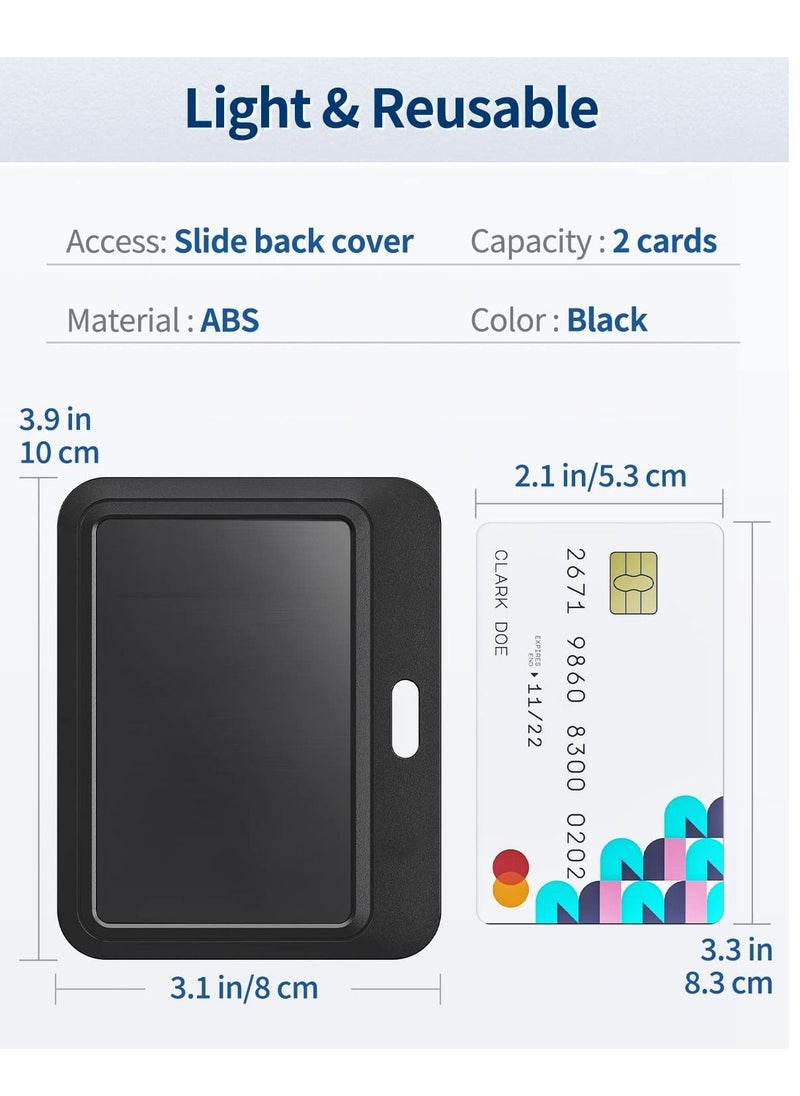 Y&D - Sliding ID Badge Holder, Black Horizontal Plastic Card Case, with Clear Window Protector Pouch, for Office, School ID, Proximity Key Cards, Driver’s Licenses and Passes (6 Pcs) - Image 1