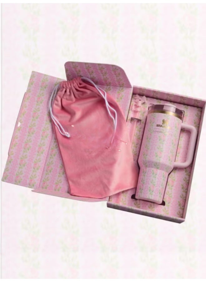 Twisoo Stanley Fancy H2.0 FlowState 40oz Floral Tumbler – Stainless Steel Vacuum Insulated Quencher with Lid, Straw & Stopper – Reusable Travel Cup for Water, Coffee & Iced Tea - Image 3