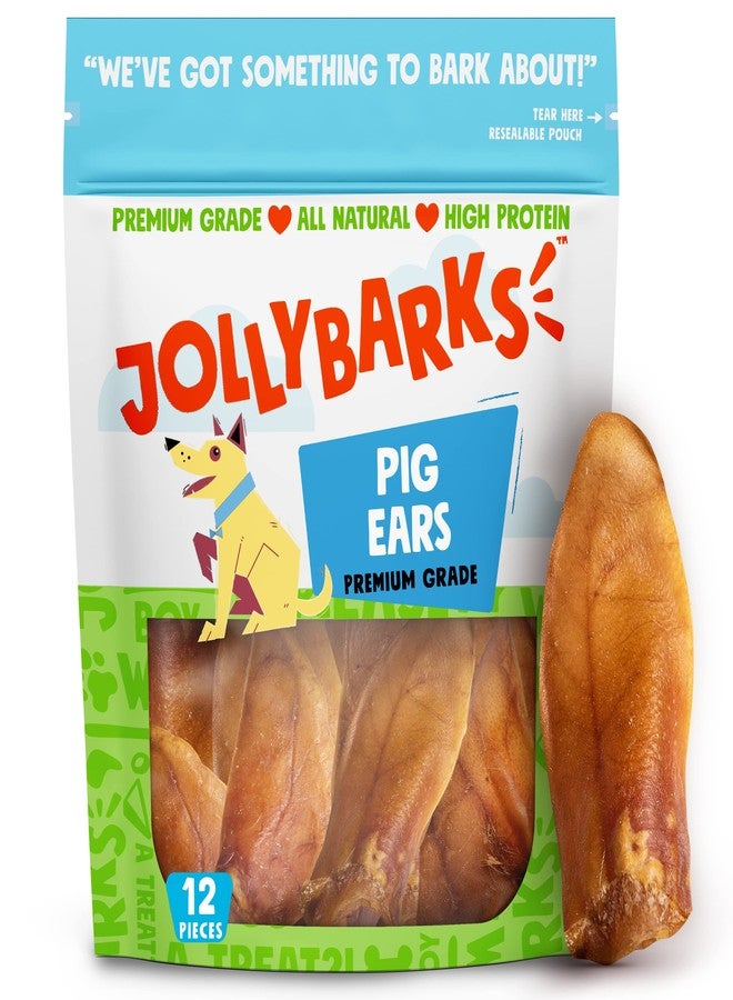 Jolly Barks Half Pig Ears for Dogs (12 Pack) – All Natural Single Ingredient Dog Chews – High Protein, Easily Digestible Pig Ear Treats – Rawhide Alternative for Small & Large Dogs - Image 1
