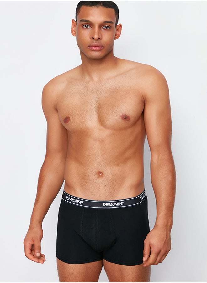 trendyol Men's Black Elastic 3-Pack Cotton Boxer  - Image 5