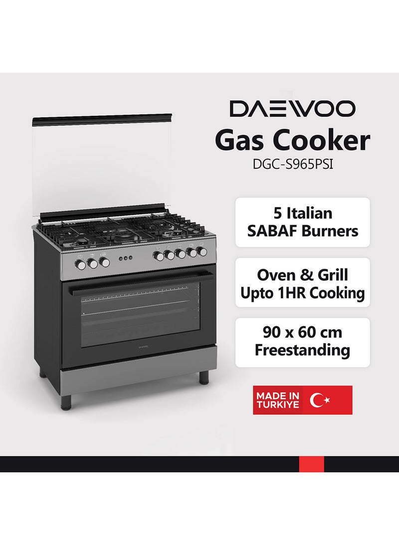 DAEWOO 90X60Cm Freestanding Gas Cooker, 5 Gas Sabaf Burners, Double Turbo Fans, Cooling Fan, BBQ Rotisserie, Closed Door Grilling, Gas Oven & Gas grill, 3 Side Catalytic Oven Cavity - Made In Türkiye - 1 Year Warranty - Image 3