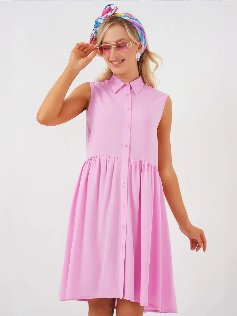 BIG DART BDART Sleeveless Button-Up Midi Dress with Shirt Collar