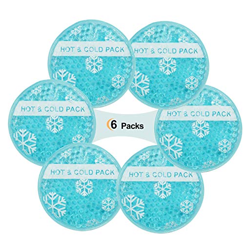OLESILK OLESILK Small Hot Cold 6 Packs Reusable Round Gel Beads Ice Pack with Cloth Backing Hot and Cold Therapy for Breastfeed Injury Kids Pain Relief Headache Tired Eyes Wisdom Teeth Sinus Relief