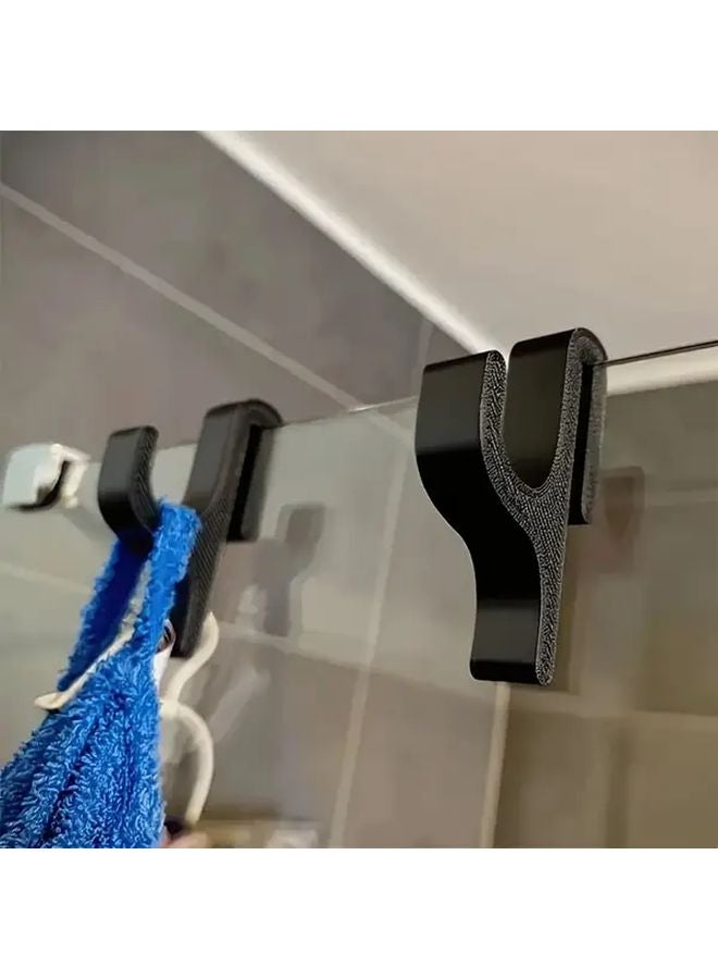 Black No Drill Towel Rack Shower Door Hook For Robes Towels Bathroom Accessories - Image 2